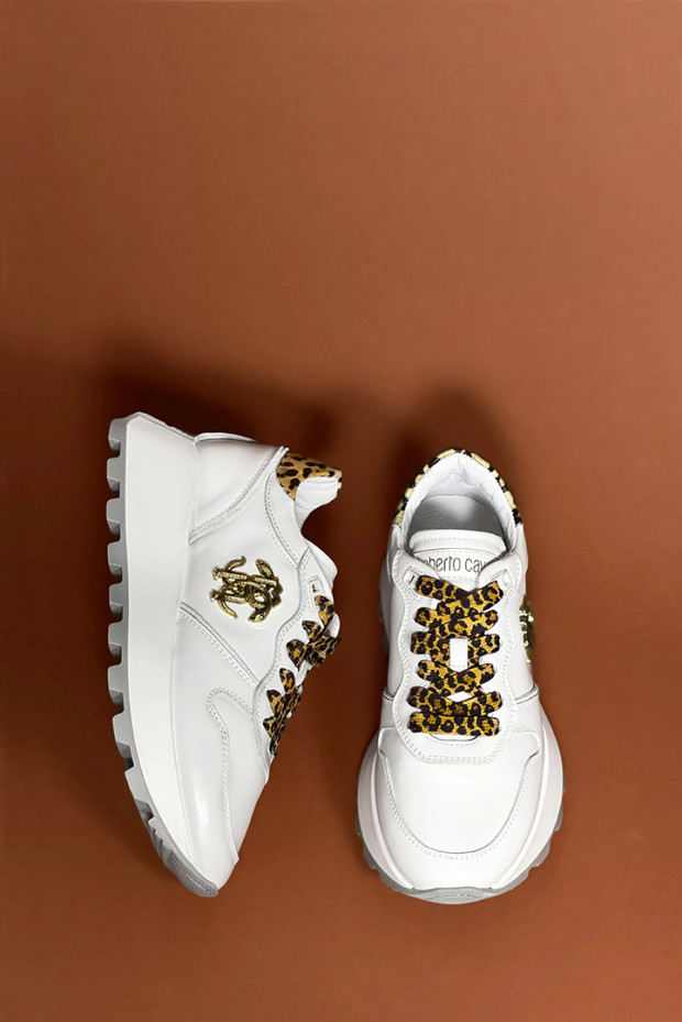 Женские кроссовки Roberto Cavalli белые - RC22421x